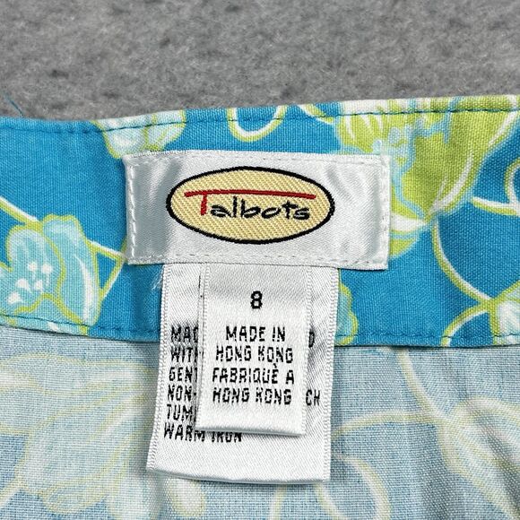 Vintage Talbots Skirt Womens 8 Turquoise Floral Wrap Around Cotton Hong Kong - Picture 8 of 10